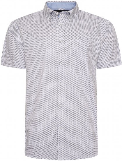 Kam Jeans 6279 All Over Geo Print Shirt White - Ризи - мъжки ризи големи размери