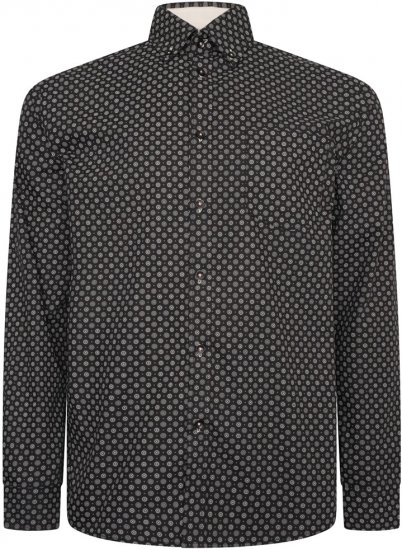 Kam Jeans 6296 Long Sleeve All Over Geo Print Shirt Black - Ризи - мъжки ризи големи размери
