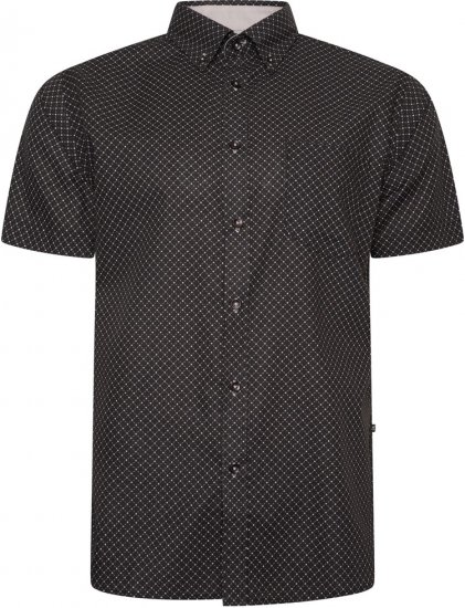Kam Jeans 6299 All Over Diamond Print Small Sleeve Shirt Black - Ризи - мъжки ризи големи размери