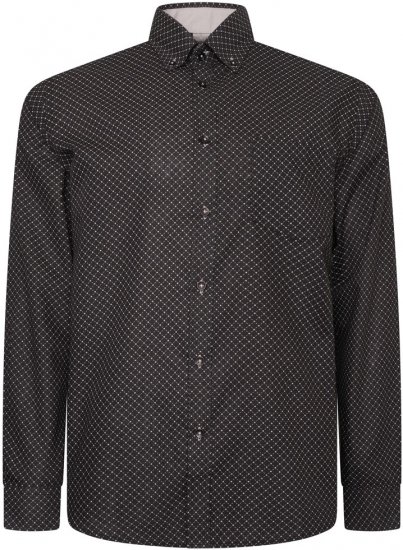 Kam Jeans 6299 Long Sleeve All Over Diamond Print Shirt Black - Ризи - мъжки ризи големи размери