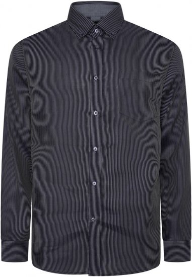 Kam Jeans 6300 Long Sleeve Dobby Stripe Shirt Dark Grey - Ризи - мъжки ризи големи размери