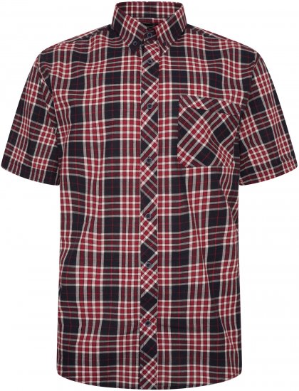 Kam Jeans 6301 Casual Check Short Sleeve Shirt Burgundy - Ризи - мъжки ризи големи размери