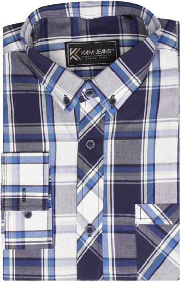Kam Jeans 6301 LS Casual Check Shirt Navy - Ризи - мъжки ризи големи размери