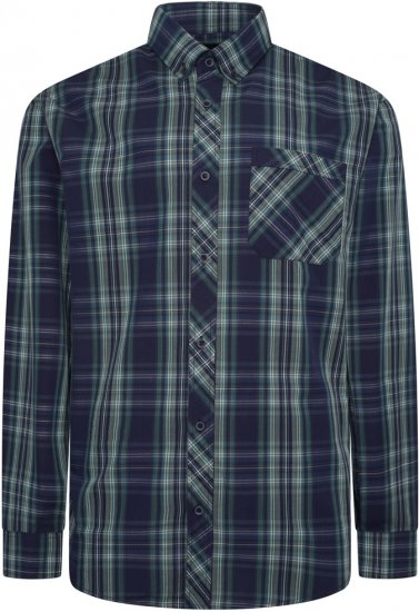 Kam Jeans 6301 LS Casual Check Shirt Teal - Ризи - мъжки ризи големи размери