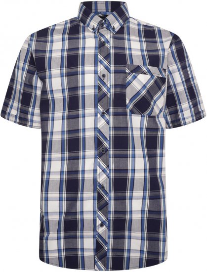 Kam Jeans 6301 SS Casual Check Shirt Navy - Ризи - мъжки ризи големи размери