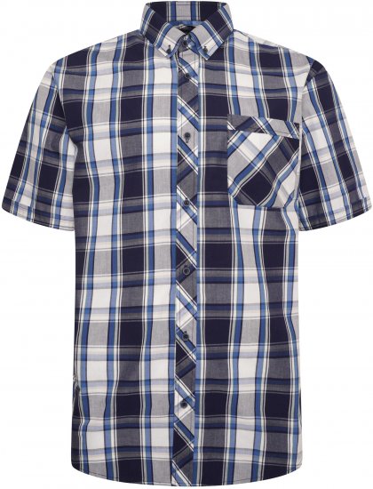 Kam Jeans 6301 Casual Check Short Sleeve Shirt Navy - Ризи - мъжки ризи големи размери