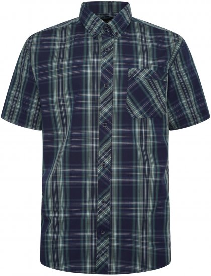 Kam Jeans 6301 Kam Jeans 6301 Casual Check Short Sleeve Shirt Teal - Ризи - мъжки ризи големи размери