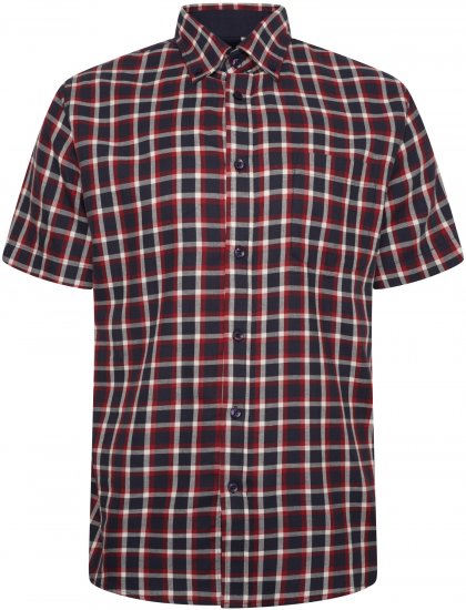 Kam Jeans 6303 Casual Check Short Sleeve Shirt Navy - Ризи - мъжки ризи големи размери