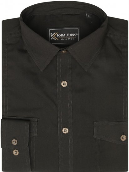 Kam Jeans 6305 Long Sleeve Retro Stretch Shirt Black - Ризи - мъжки ризи големи размери