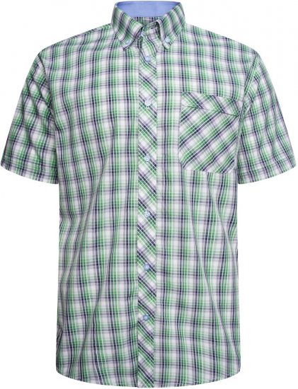Kam Jeans 6311 Casual Check Short Sleeve Shirt Mint - Ризи - мъжки ризи големи размери