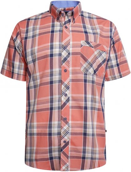 Kam Jeans 6312 Casual Check Short Sleeve Shirt Light Red - Ризи - мъжки ризи големи размери
