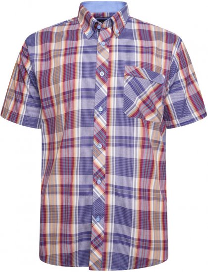 Kam Jeans 6314 Casual Check Short Sleeve Shirt Burgundy - Ризи - мъжки ризи големи размери