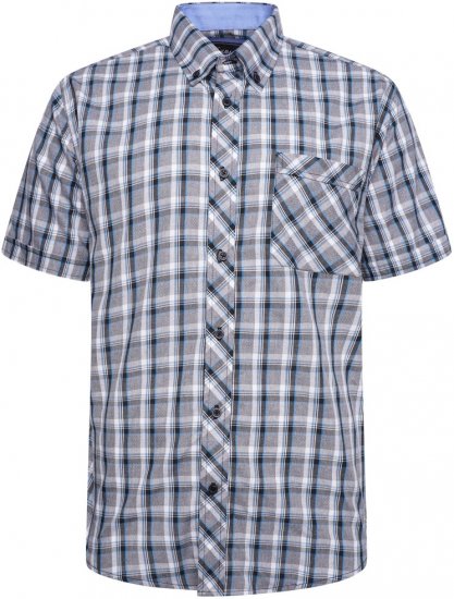 Kam Jeans 6316 Casual Check Short Sleeve Shirt Charcoal - Ризи - мъжки ризи големи размери