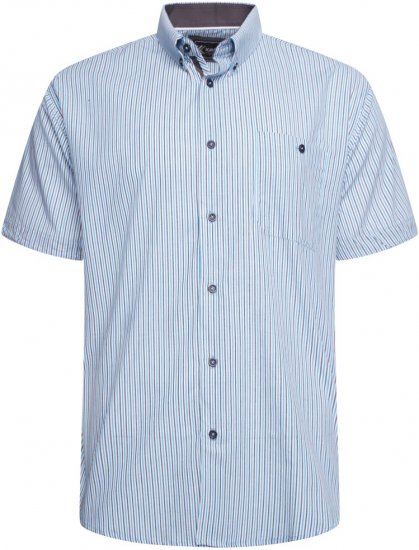 Kam Jeans 6321 Casual Stripe Short Sleeve Shirt Blue - Ризи - мъжки ризи големи размери