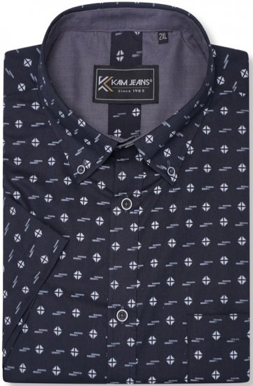 Kam Jeans 6325 Dobby Print Short Sleeve Shirt Black - Ризи - мъжки ризи големи размери