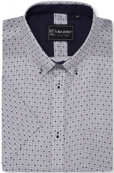 Kam Jeans 6328 AOP Geo Print Short Sleeve Shirt Charcoal - Ризи - мъжки ризи големи размери