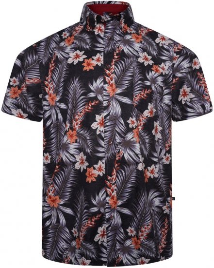 Kam Jeans 6330 AOP Floral Print Short Sleeve Shirt Navy - Ризи - мъжки ризи големи размери