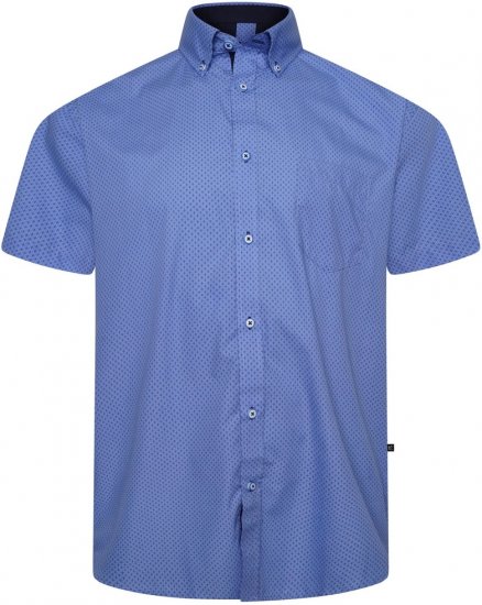 Kam Jeans 6333 AOP Dobby Print Shirt Blue - Ризи - мъжки ризи големи размери