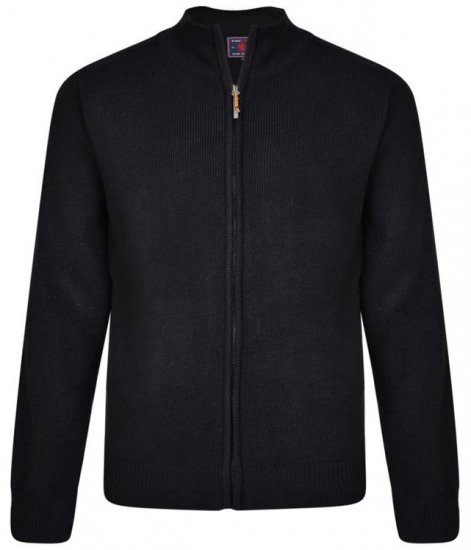 Kam Jeans 68 Casual Zip Thru Knitted Jumper Navy - Суичъри & cуичъри с качулка - мъжки суичъри големи размери