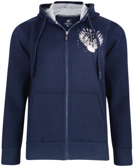 Kam Jeans 7003 Hoodie Navy - Суичъри & cуичъри с качулка - мъжки суичъри големи размери