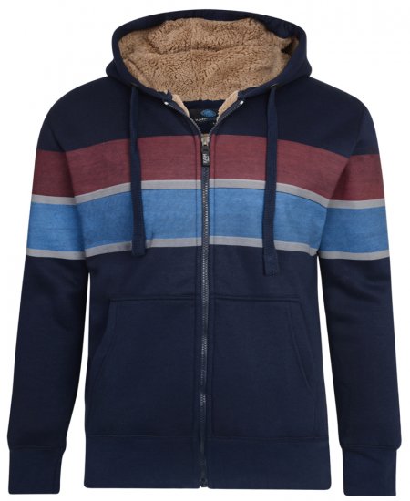 Kam Jeans 7007 Sherpa Lined Hoodie Navy - Суичъри & cуичъри с качулка - мъжки суичъри големи размери