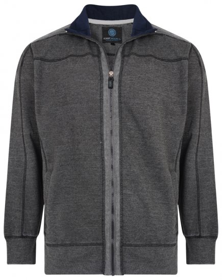 Kam Jeans 7011 Full Zip Sweat Charcoal - Суичъри & cуичъри с качулка - мъжки суичъри големи размери