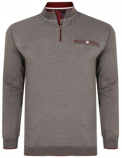 Kam Jeans 7020 1/4 Zip Sweater Charcoal - Суичъри & cуичъри с качулка - мъжки суичъри големи размери