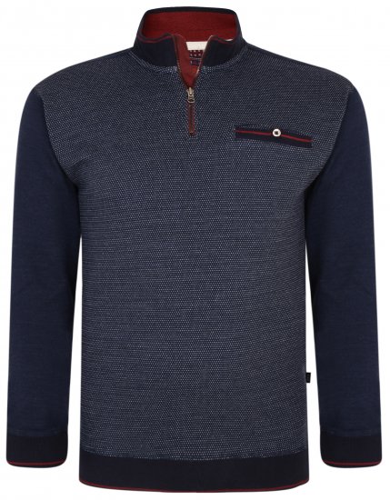 Kam Jeans 7020 Zip-collar Top Navy - Суичъри & cуичъри с качулка - мъжки суичъри големи размери
