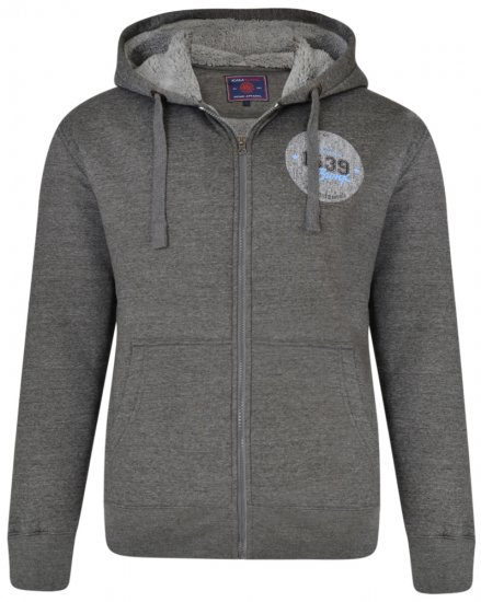 Kam Jeans 7025 Sherpa lined Hoodie Charcoal - Суичъри & cуичъри с качулка - мъжки суичъри големи размери