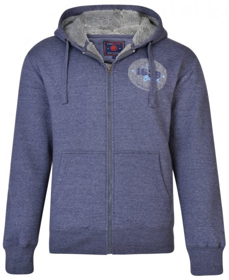Kam Jeans 7025 Sherpa lined Hoodie Insignia blue - Суичъри & cуичъри с качулка - мъжки суичъри големи размери