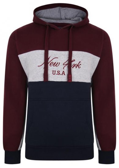 Kam Jeans 7033 NY Over The Head Hoodie Burgundy - Суичъри & cуичъри с качулка - мъжки суичъри големи размери