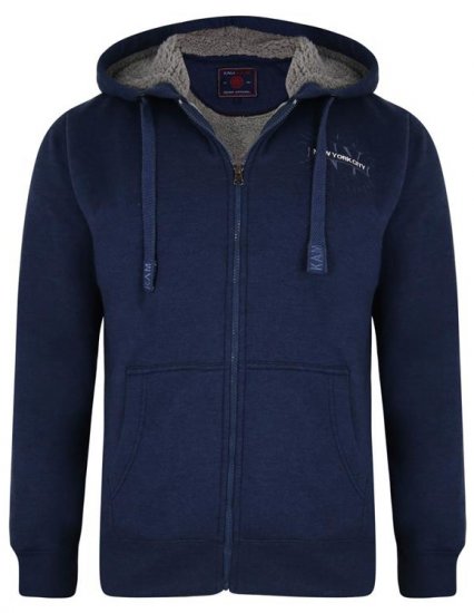 Kam Jeans 7038 Sherpa Lined Hoodie Indigo - Суичъри & cуичъри с качулка - мъжки суичъри големи размери