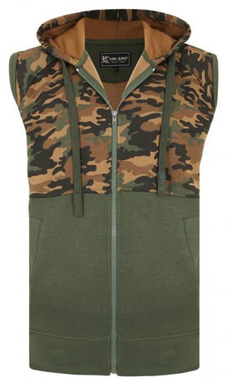 Kam Jeans 7039 Camo Panelled Vest - Суичъри & cуичъри с качулка - мъжки суичъри големи размери