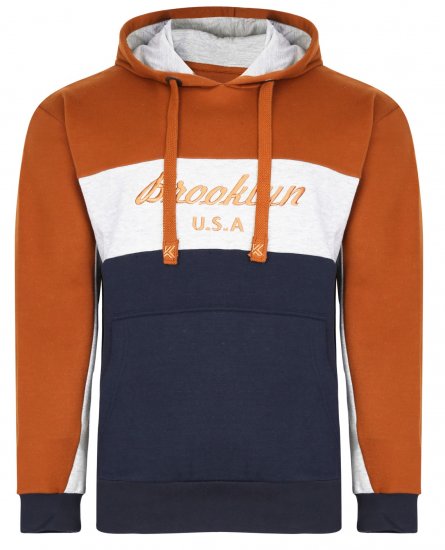 Kam Jeans 7046 Over Head Brooklyn Hoodie Orange - Суичъри & cуичъри с качулка - мъжки суичъри големи размери