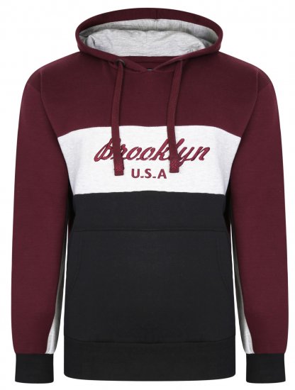 Kam Jeans 7046 Over Head Brooklyn Hoodie Burgundy - Суичъри & cуичъри с качулка - мъжки суичъри големи размери
