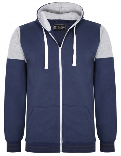 Kam Jeans 7049 Cut & Saw Sleeve Hoodie Navy - Суичъри & cуичъри с качулка - мъжки суичъри големи размери