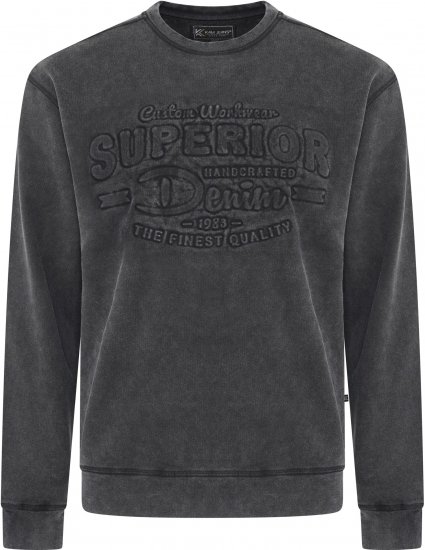 Kam Jeans 7065 Crew Neck Washed Embossed Sweatshirt Black TALL SIZES - МЪЖКО ОБЛЕКЛО MT-6XLT - дрехи за високи мъже