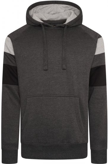 Kam Jeans 7068 Cut & Sew Over Head Hoody Charcoal - Суичъри & cуичъри с качулка - мъжки суичъри големи размери