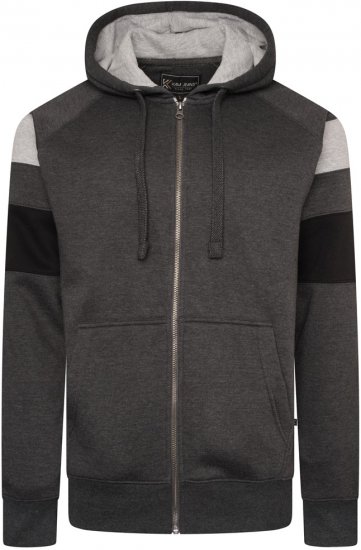 Kam Jeans 7069 Cut & Saw Zip Thru Hoody Charcoal - Суичъри & cуичъри с качулка - мъжки суичъри големи размери