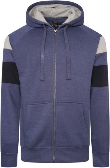 Kam Jeans 7069 Cut & Saw Zip Thru Hoody Royal Blue - Суичъри & cуичъри с качулка - мъжки суичъри големи размери
