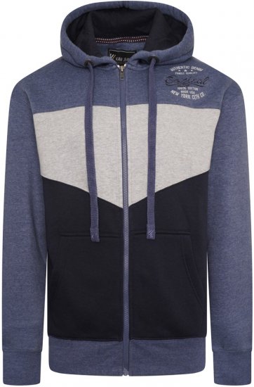 Kam Jeans 7070 Panelled Hoody with EMB Blue - Суичъри & cуичъри с качулка - мъжки суичъри големи размери