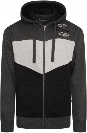 Kam Jeans 7070 Panelled Hoody with EMB Charcoal - Суичъри & cуичъри с качулка - мъжки суичъри големи размери