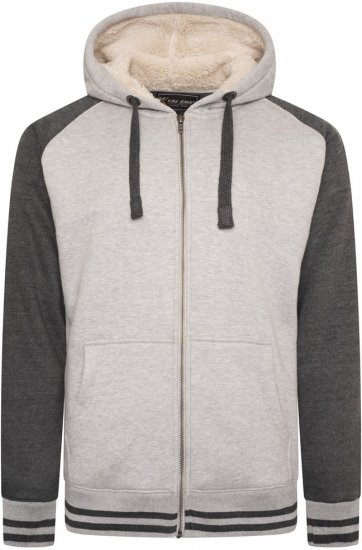 Kam Jeans 7075 Raglan Zip Thru Sherpa Hoodie Grey - Суичъри & cуичъри с качулка - мъжки суичъри големи размери