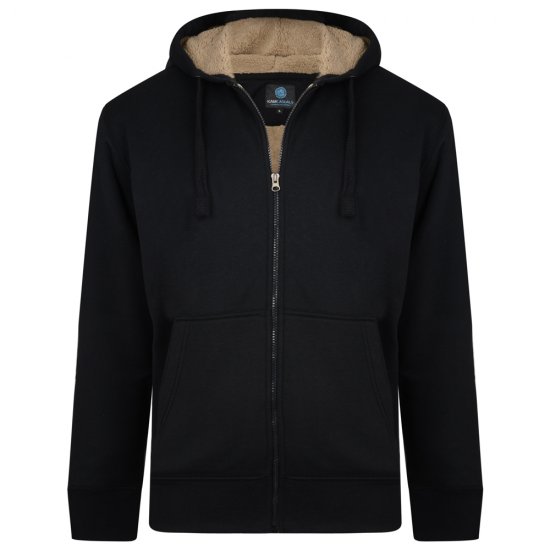 Kam Jeans 709 Sherpa Lined Hoodie Black - Суичъри & cуичъри с качулка - мъжки суичъри големи размери