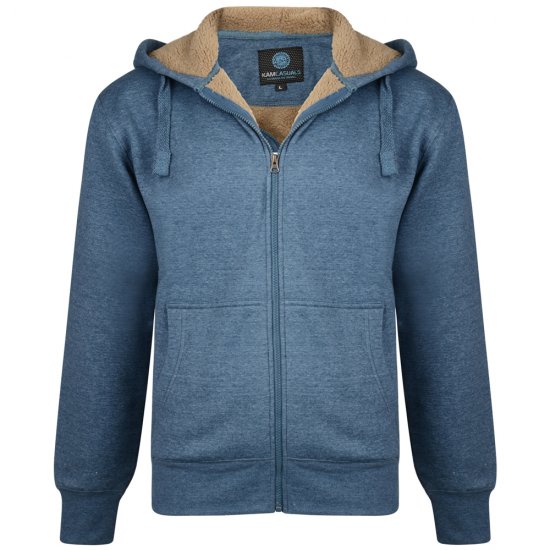 Kam Jeans 709 Sherpa Lined Hoodie Denim - Суичъри & cуичъри с качулка - мъжки суичъри големи размери