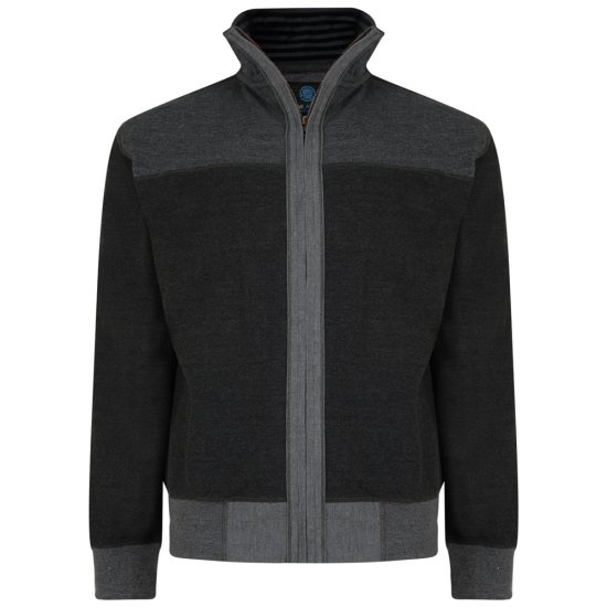 Kam Jeans 715 Full Zip Sweater Charcoal - Суичъри & cуичъри с качулка - мъжки суичъри големи размери