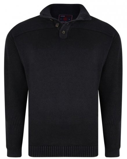 Kam Jeans 78 Washed Effect Knitted Black Winter Jumper - Суичъри & cуичъри с качулка - мъжки суичъри големи размери