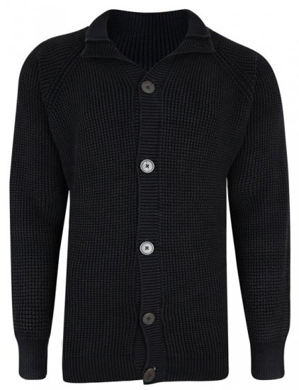 Kam Jeans 79 Washed Effect Knitted Black Cardigan - Суичъри & cуичъри с качулка - мъжки суичъри големи размери
