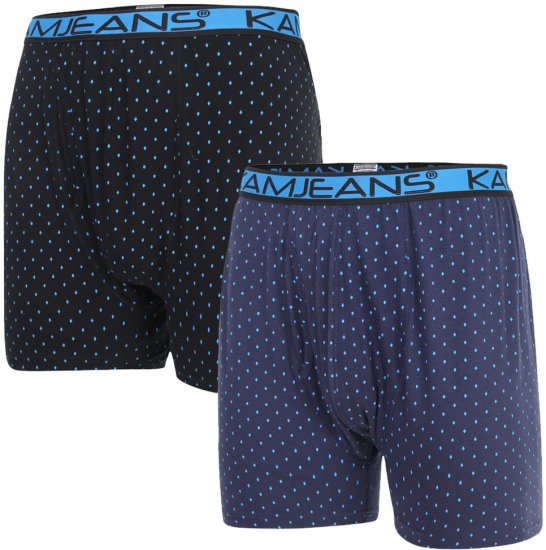 Kam Jeans 809 Diamond Print Boxers Twin Pack - Бельо & Бански шорти - Мъжко бельо големи размери