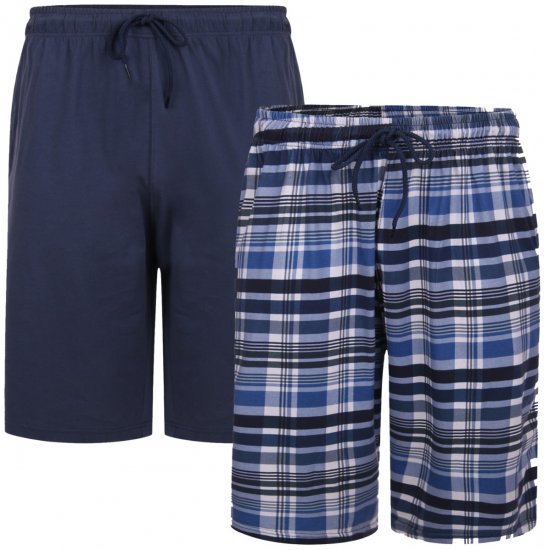 Kam Jeans 875 Lounge shorts Navy, Checked 2-pack - Бельо & Бански шорти - Мъжко бельо големи размери